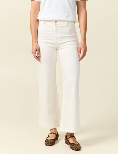 Jeans large taille haute denim blanc femme