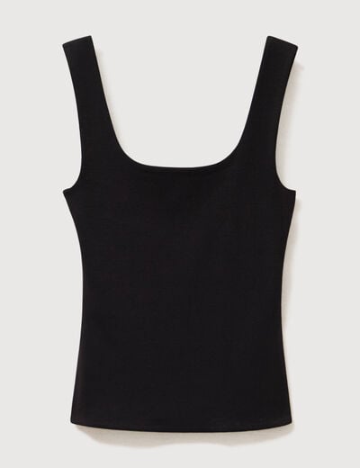 D&eacute;bardeur ajust&eacute; col carr&eacute; noir femme