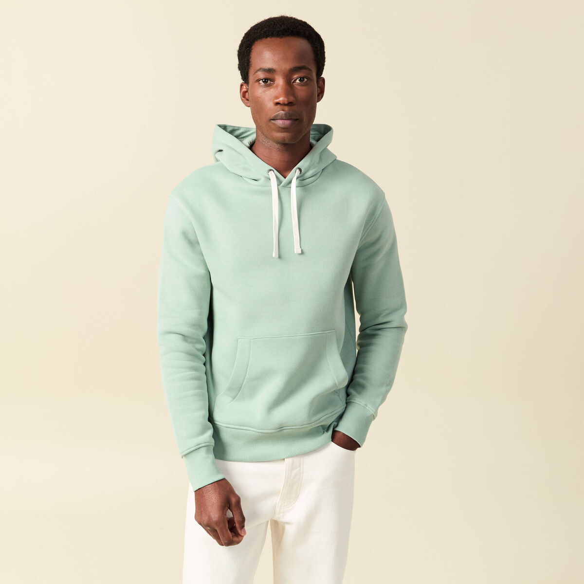 Sweat &agrave; capuche vert pastel homme