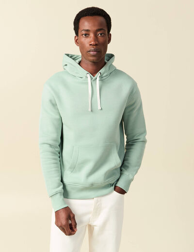 Sweat &agrave; capuche vert pastel homme