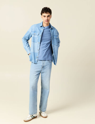 T-shirt manches courtes bleu gris homme