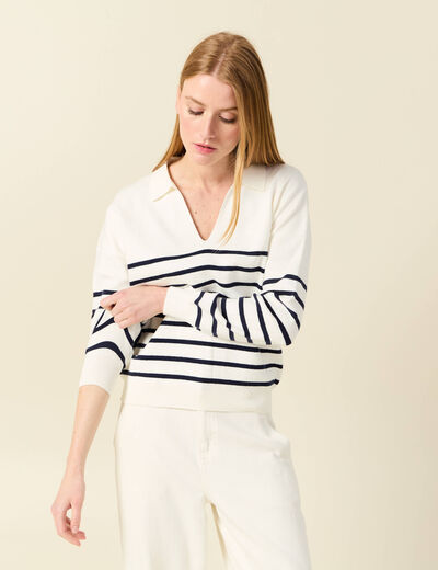 Pull éco-responsable ecru femme
