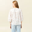 Blouse manches 3/4 brodée blanc femme