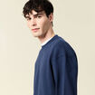 Sweat col rond manches longues en coton bleu marine homme