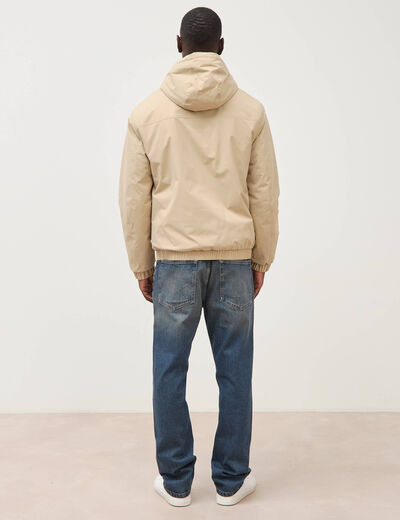 Parka coupe r&eacute;guli&egrave;re &agrave; capuche beige homme