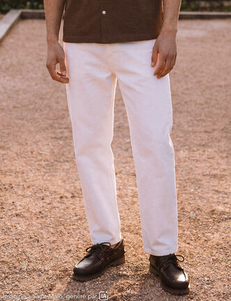 Jeans large relaxed denim blanc homme