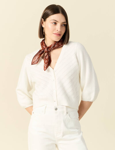 Gilet manches 3/4 blanc femme