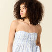 Top col droit à bretelles en coton bleu clair femme