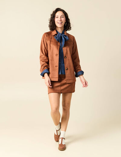 Veste manches longues doubl&eacute;e camel femme