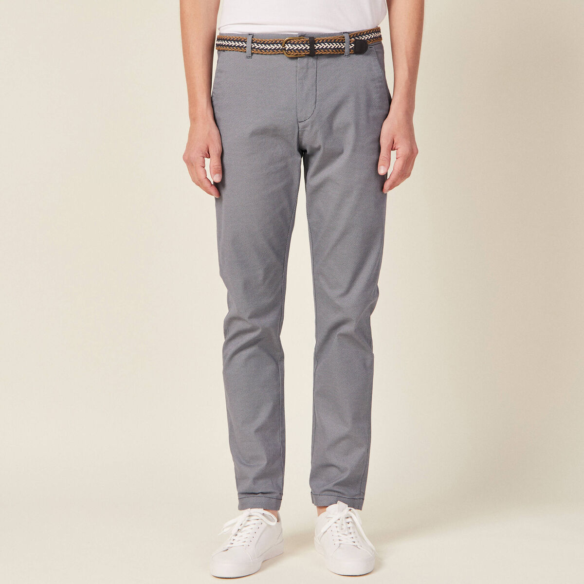 Pantalon chino straight bleu homme