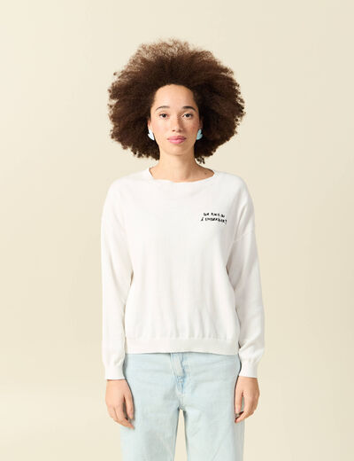Pull col rond Atelier Beguin x Bonobo ecru femme
