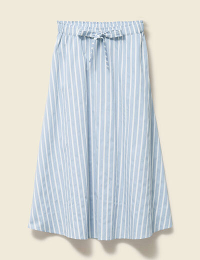 Jupe longue évasée en coton bleu ciel femme