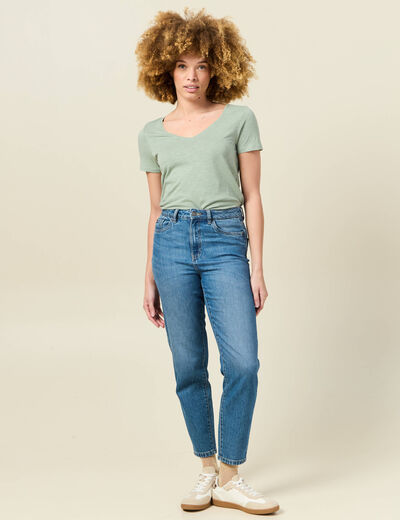 T-shirt manches courtes vert kaki femme