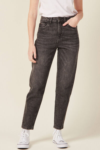 Jeans mom 7/8ème denim gris femme
