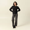Blouse cintr&eacute;e dentelle manches longues noir femme