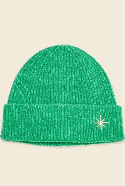 Bonnet tricoté vert menthe femme