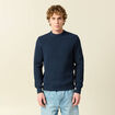 Pull fin manches longues col rond bleu marine homme