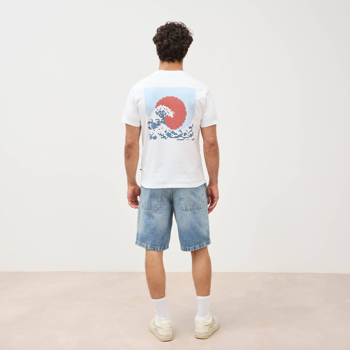 T-shirt droit en coton manches courtes blanc homme
