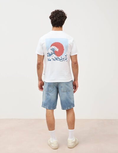 T-shirt droit en coton manches courtes blanc homme