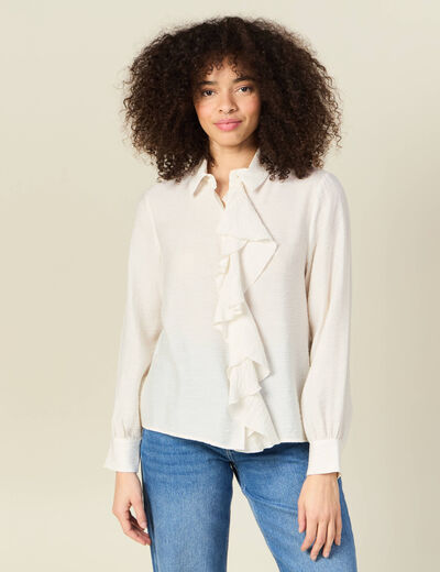 Chemise manches longues ecru femme