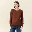 Pull manches longues marron foncé femme
