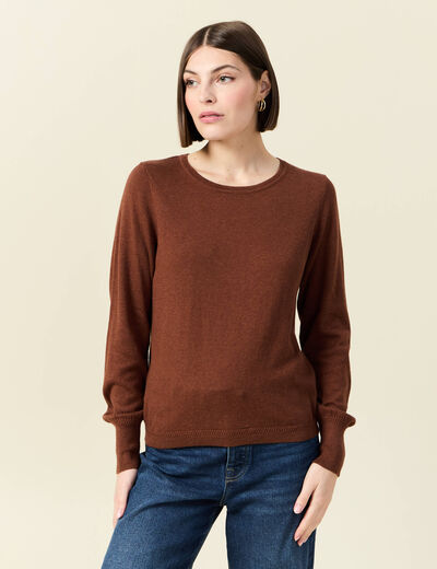 Pull manches longues marron foncé femme