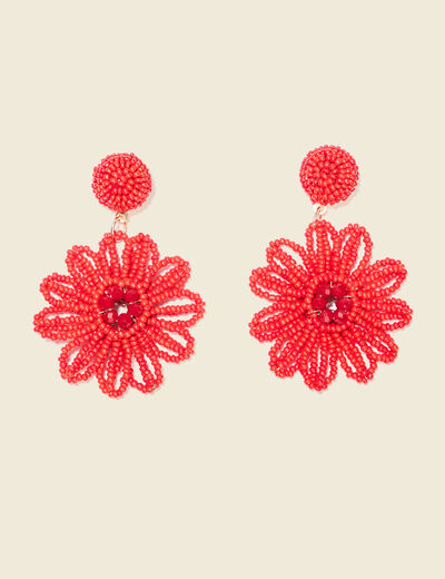 Boucles d'oreilles pendantes rouge femme