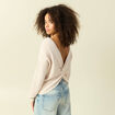Pull r&eacute;versible manches longues col rond creme femme