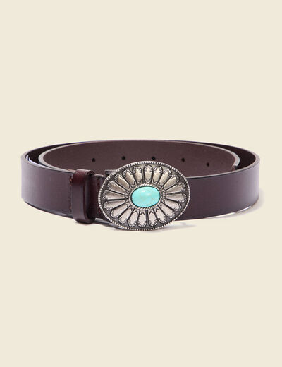 Ceinture en cuir western marron foncé femme