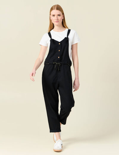Salopette fluide boutonnée noir femme
