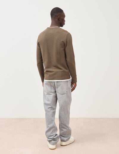 T-shirt manches longues taupe homme