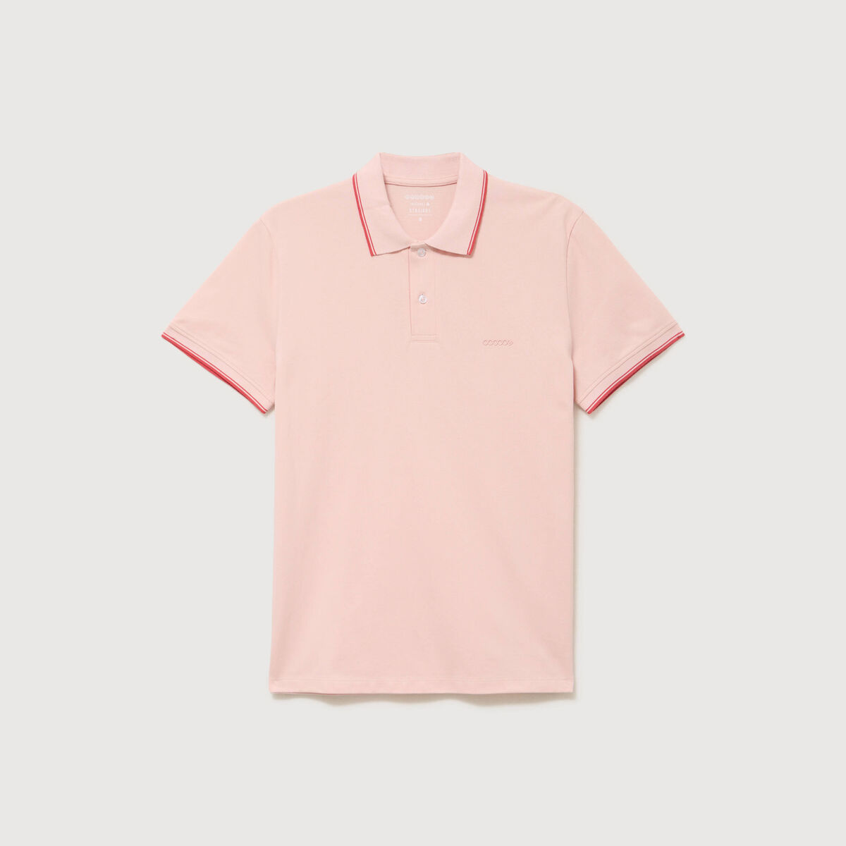 Polo cintr&eacute; en coton manches courtes rose poudr&eacute;e homme