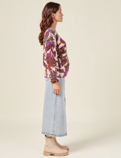 Pull manches longues violet femme