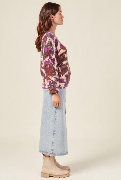 Pull manches longues violet femme