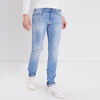 Jeans straight details destroy denim bleach homme