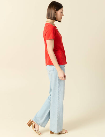 T-shirt manches courtes rouge femme