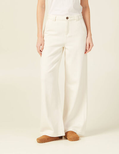 Jeans flare taille haute creme femme
