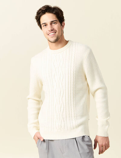Pull manches longues ecru homme