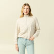 Veste manches longues col montant ecru femme
