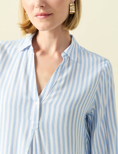 Blouse manches longues bleu femme