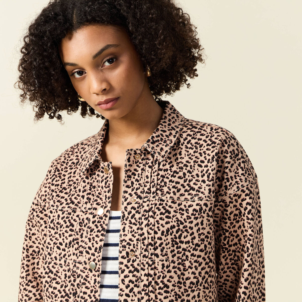 Blouson boutonné camel femme