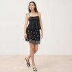 Jupe taille haute doubl&eacute;e en coton noir femme