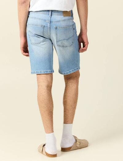 Bermuda confort ultra stretch denim bleach homme