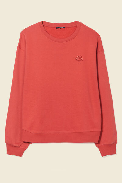 Sweat manches longues orange foncé femme