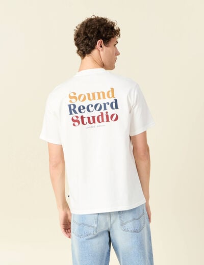 T-shirt en coton manches courtes ecru homme