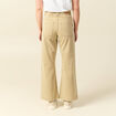 Jeans large ray&eacute; taille haute 7/8&egrave;me beige femme