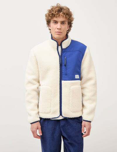 Veste sherpa col montant manches longues ecru homme