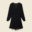 Robe fluide col v manches longues noir femme