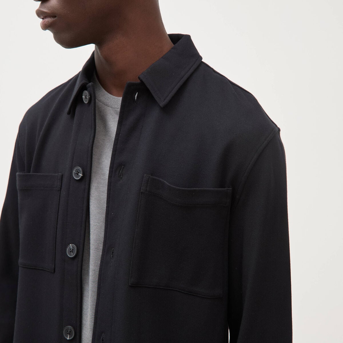 Surchemise manches longues col am&eacute;ricain noir homme