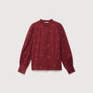 Chemise manches longues en coton brod&eacute;e bordeaux femme